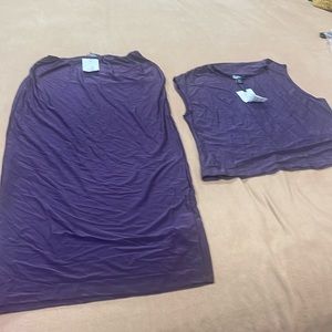 Boohoo plum skirt and top brand new